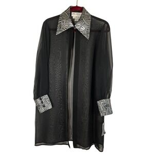 Retro Sheer Shirt Black 6 Metallic Grunge Neutral Preppy‎ Classic Chic Concert